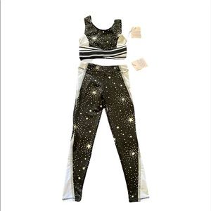 Target/More Thank Magic Black and Sliver 2 Piece Activewear Bra and Leggings